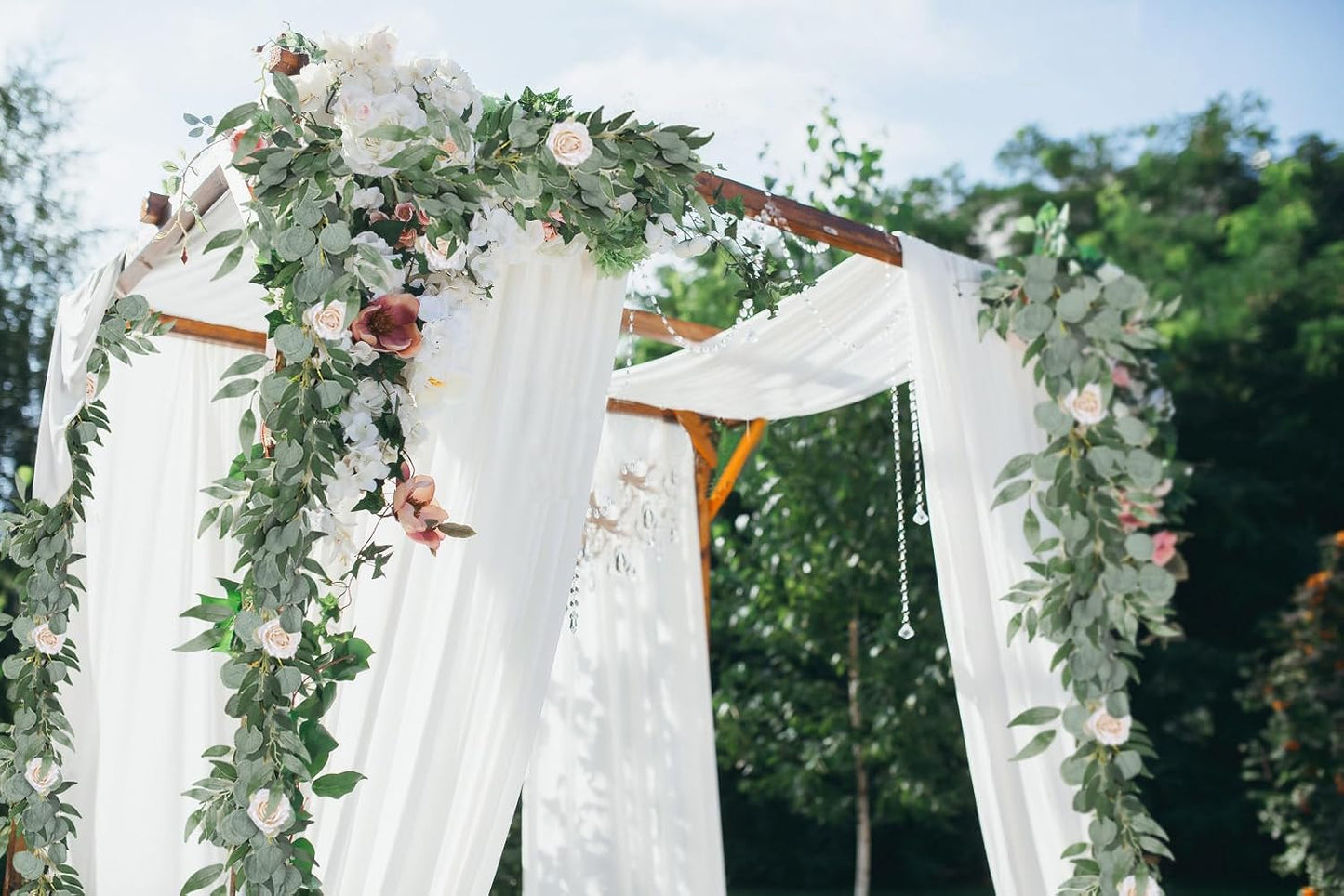 RECUTMS 2Pack Artificial Eucalyptus Garland with Willow Leaves 6Feet Fake Hanging Plant Silk Eucalyptus Willow Leaves Ivy Garland Faux Greenery for Indoor Outdoor Wedding Party Home Table Arch Decor