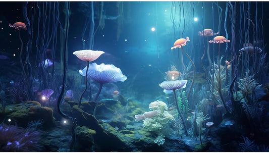 Aquarium Background Surreal Underwater Garden Fish Tank Background Lush Moss Aquatic Plants Tropical Style Landscape Terrarium Tank Backgrounds Under Sea World Aquarium Tank Wallpaper Poster 48x18in