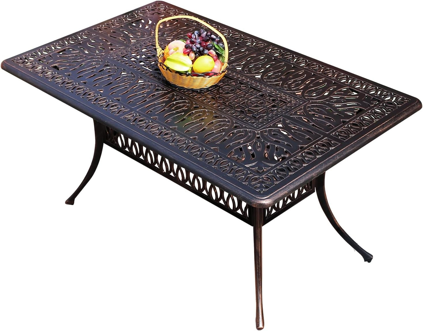 Outdoor Table Cast Aluminum Square Patio Table with Umbrella Hole All Weather Outdoor Dining Tables for Lawn Garden Backyard (150 * 90cm YLSB Long Tables)