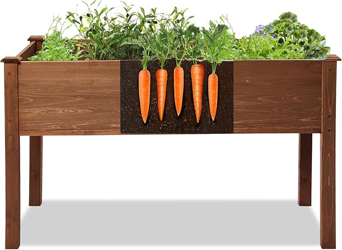 LZRS Raised Garden Bed Outdoor Planter Box with Legs for Herbs, Vegetables, Flowers, Great for Outdoor Patio, Yard and Deck, 220lb Capacity, Brown