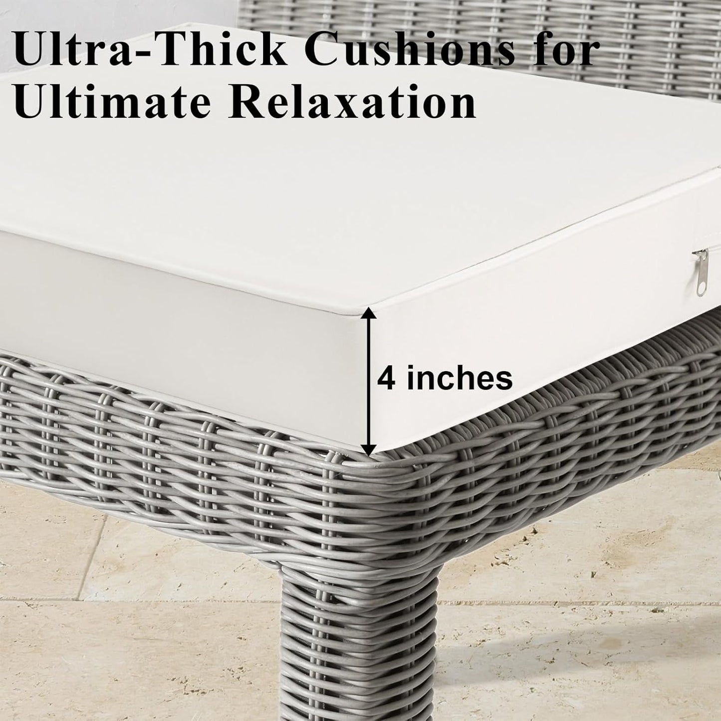 Outdoor Chair Cushions Set of 2 for Patio Furniture 19x19x4 Inch Waterproof Patio Chair Cushion 3 Year Color Fastness Square Elastic Foam Garden Sofa Couch Pads with Ties and Handle,Beige