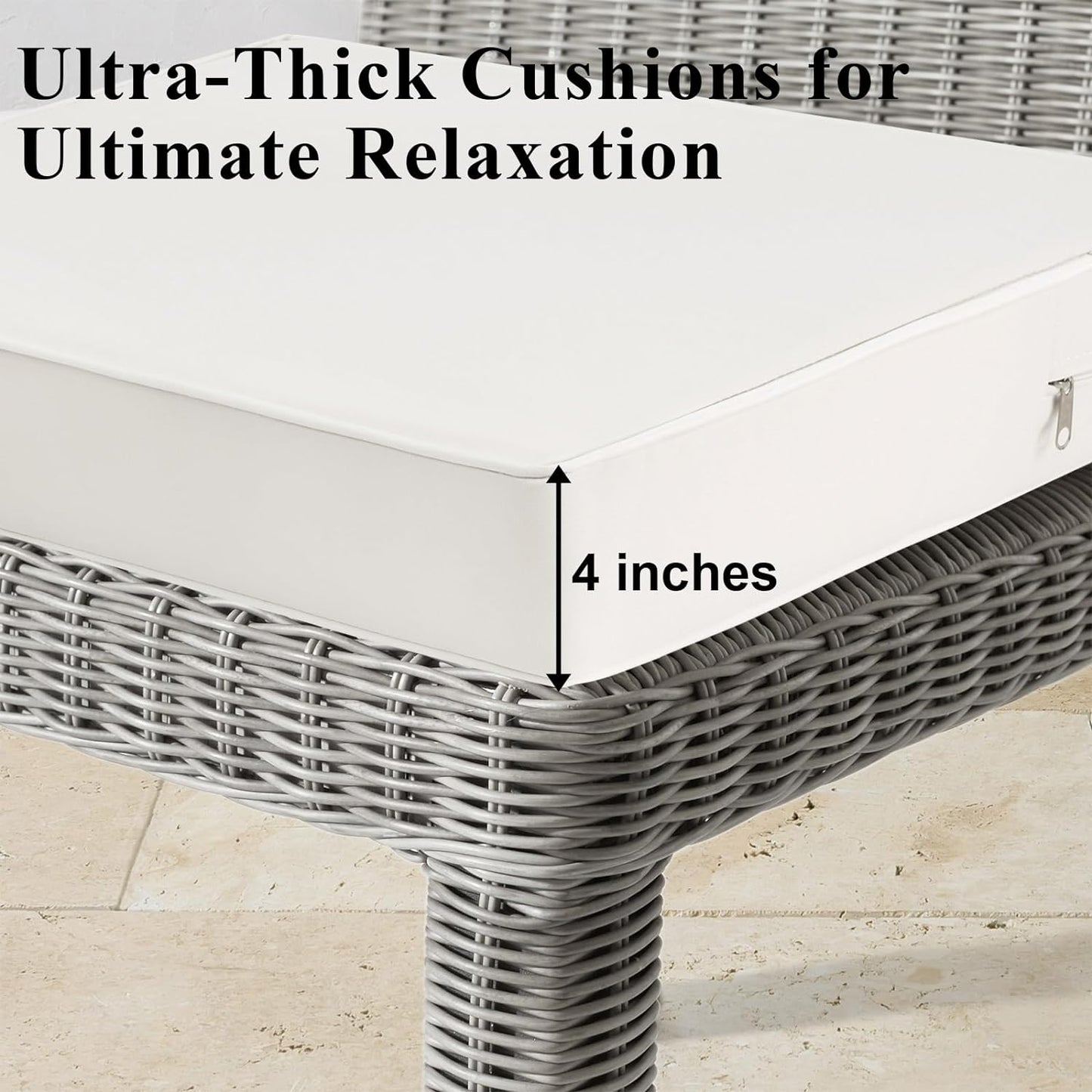 Outdoor Chair Cushions Set of 2 for Patio Furniture 24x24x4 Inch Waterproof Patio Chair Cushion 3 Year Color Fastness Square Elastic Foam Garden Sofa Couch Pads with Ties and Handle,Beige