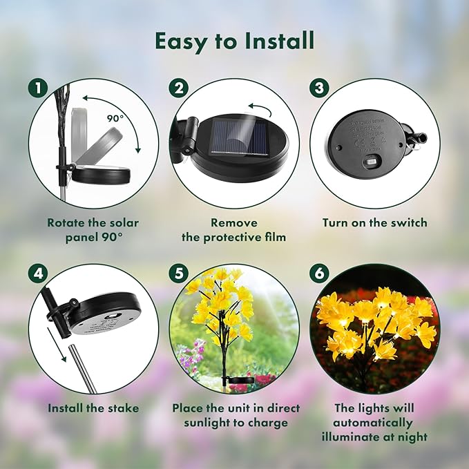 MAGGIFT Solar Lights Outdoor Garden Decorative Flowers, Waterproof Solar Garden Lights with 20 Yellow Lily Flowers,LED Solar Powered Landscape Lights for Yard Garden Patio (Yellow, 4Pack)