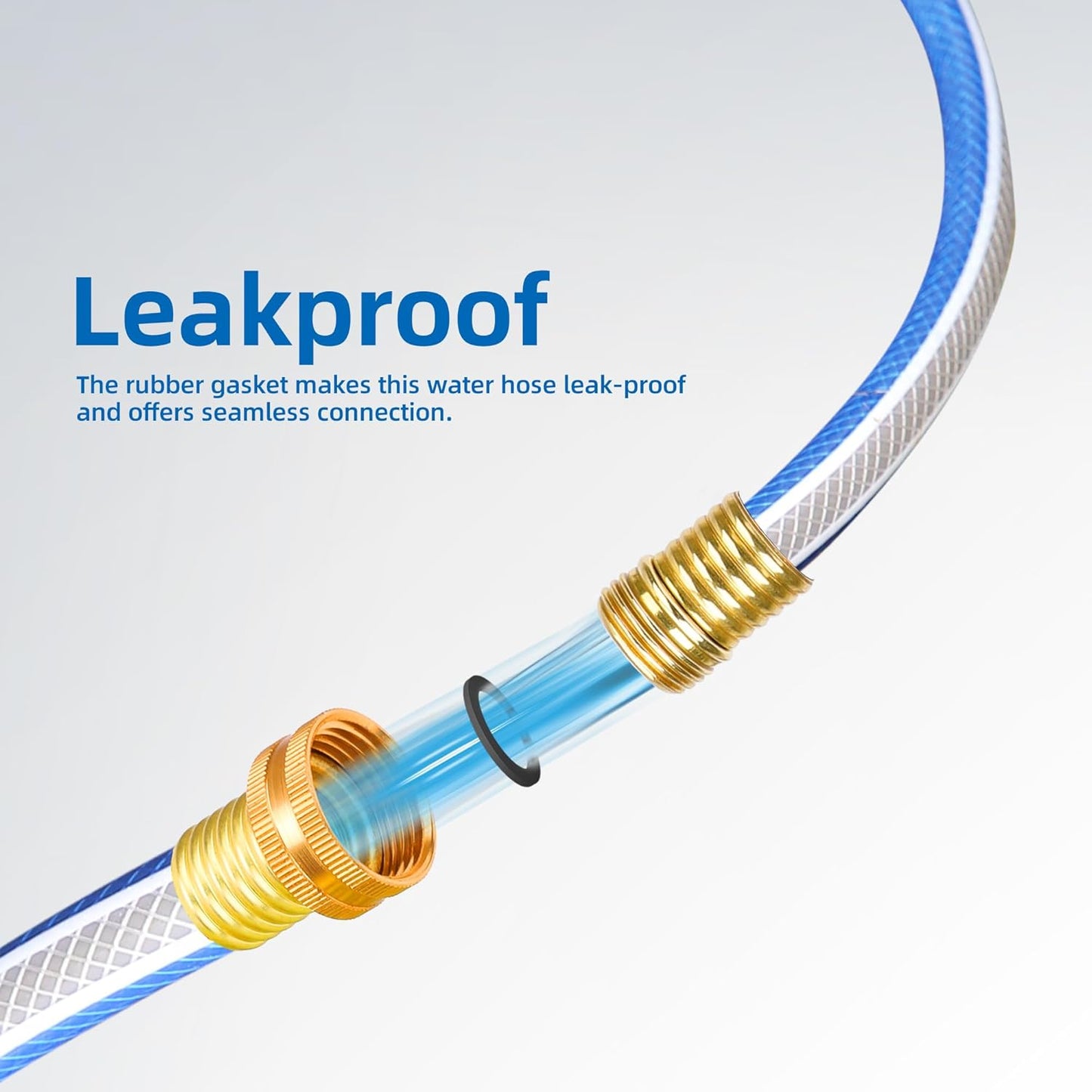 Solution4Patio Blue Garden Hose 3/4 in. x 50 ft. -Heavy Duty Durable Flexible Lightweight Water Pipe -Brass Aluminum Ends for Household & Commercial -Kink Free, No Leaking, Male/Female Fittings