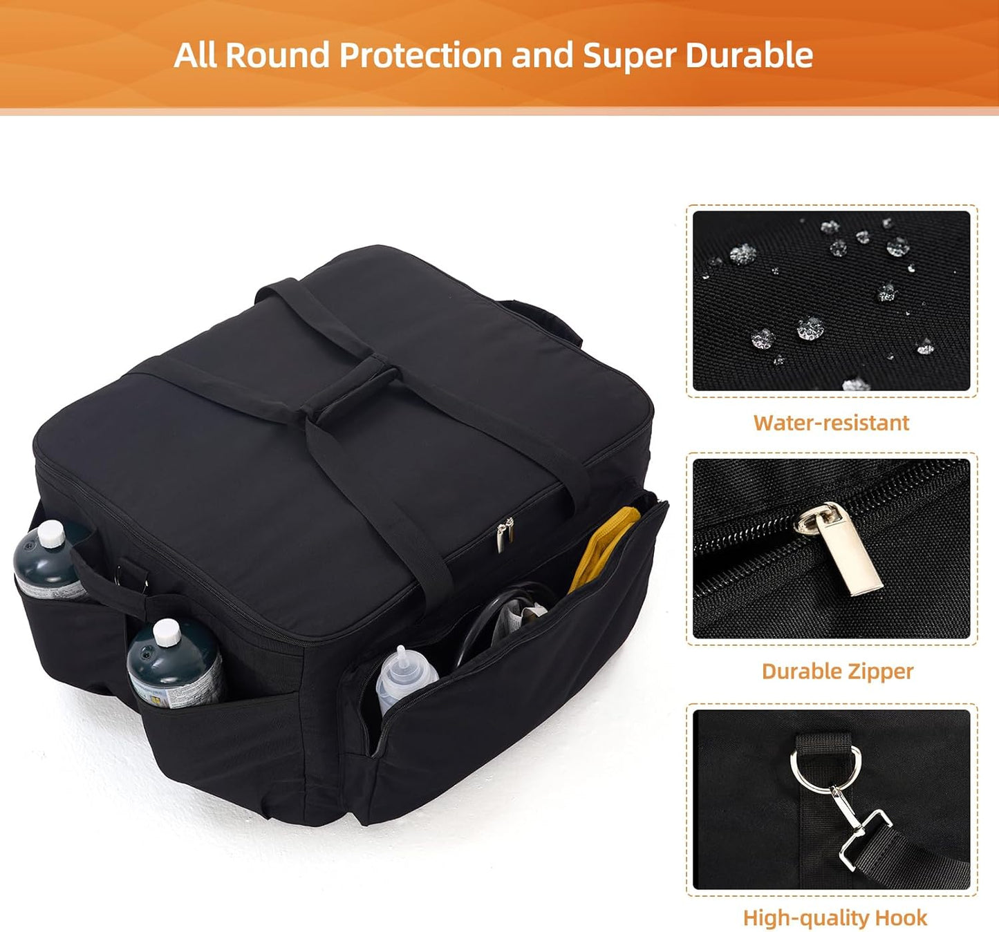 NOELIFE Grill Carry Bag for Cuisinart CGG-306 Chef's Style Tabletop Grill, Padded Portable Case with Pockets for Small Propane Cylinders & Outdoor Griddle Accessories, Water-Resistant (Bag Only)