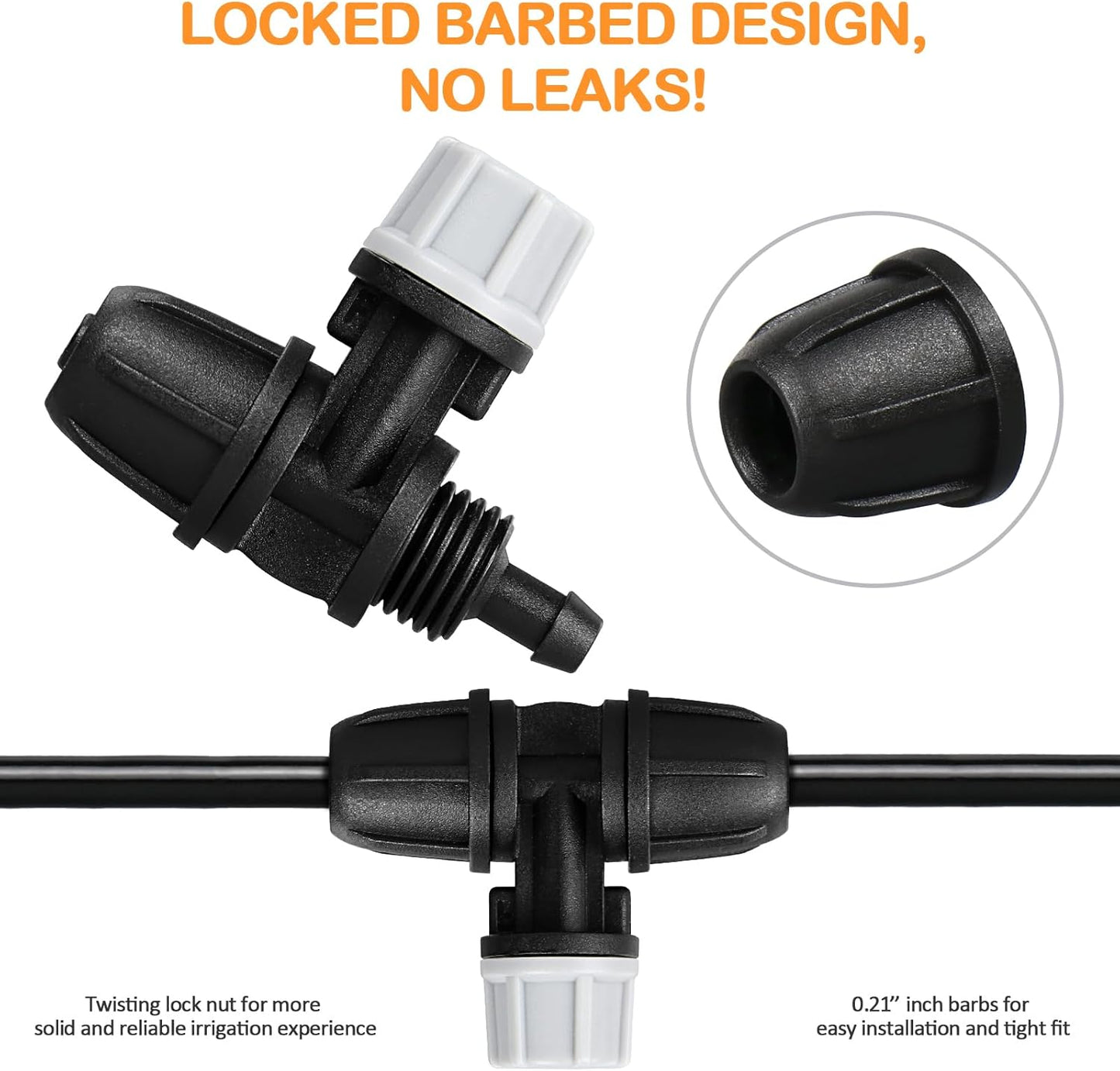 Upgraded Micro Spray Irrigation Drippers, 25 Pieces Three-Way Atomizing Nozzle Fitting for 1/4 Inch Tubing Lock Barbed Drip Line Parts Emitters for Garden Greenhouse Sprinkler Misting System