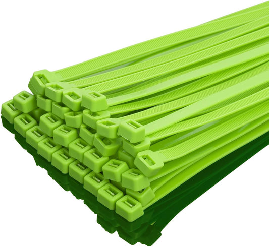 XINGO 16 inch Apple Green Zip Ties Heavy Duty 100 Pack, 120 LBS Tensile Strength, Premium Nylon Cable Wire Ties, Self-locking Plastic Ties for Indoor and Outdoor Use