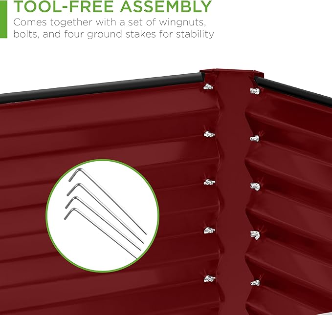 Best Choice Products 8x4x2ft Outdoor Metal Raised Garden Bed, Deep Root Planter Box for Vegetables, Flowers, Herbs, and Succulents w/ 478 Gallon Capacity - Royal Red