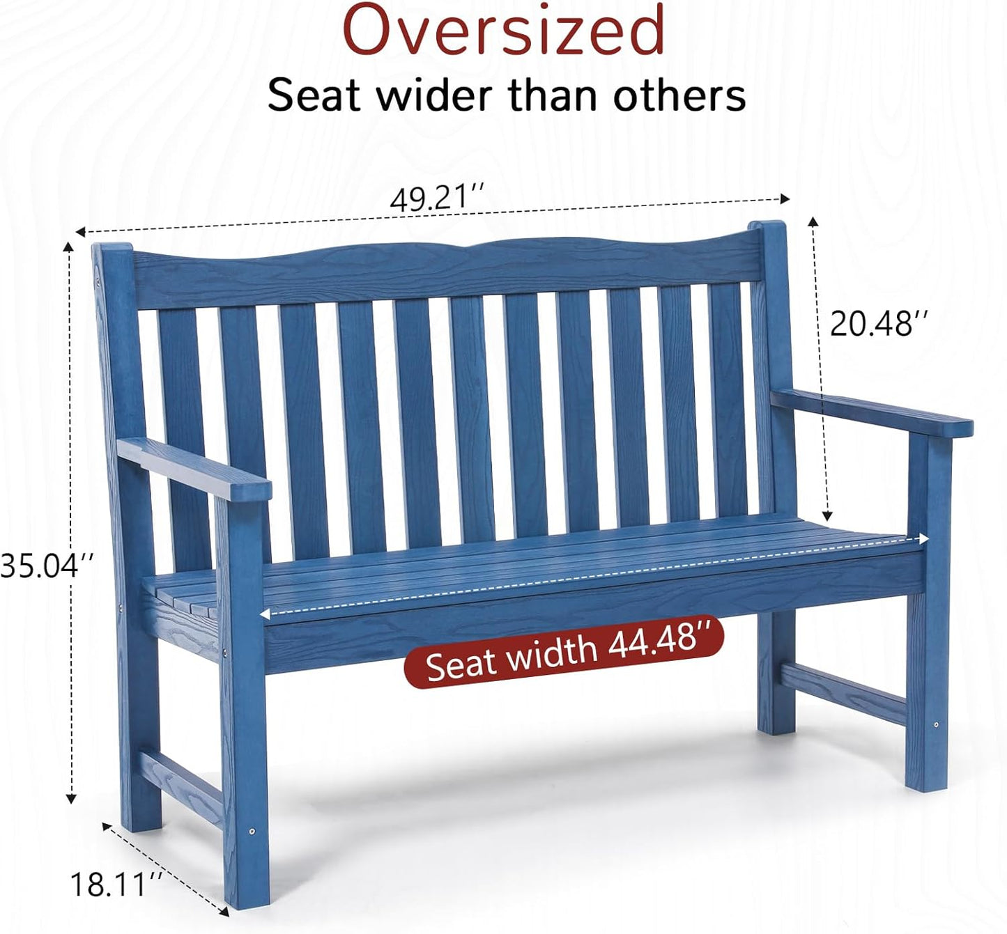 Stoog Outdoor Bench, 2-Person All-Weather HIPS Garden Bench with 800 lbs Weight Capacity, Never Rot or Fade, Waterproof Bench, for Outdoor, Patio, Garden, Porch, Backyard and Park, Blue