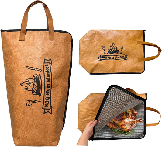 BBQ Blanket for Resting Meat,Reusable Smoker Grilling Bag Insulated Resting Bag with Wide Mouth,BBQ Accessories for Large Brisket,Beef,Turkey,Pork (21in)