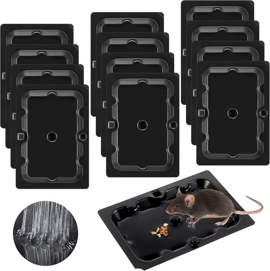 Qualirey 12 Pack Mouse and Insect Glue Traps, Strong Sticky Mice Traps Indoor for Home, Pre Scented Rodent Pads with Non Toxic Glue for House Garage, Ready to Use, Safe to Children and Pets (Black)