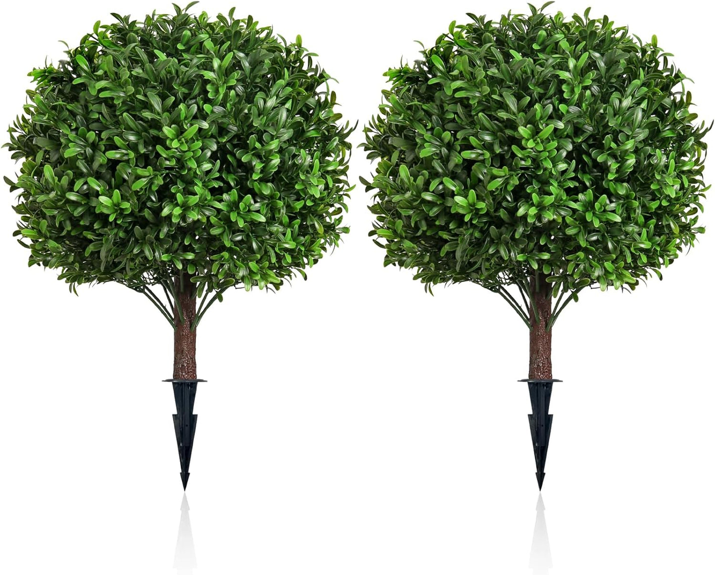 Artificial Olive Leaf Boxwood Topiary Ball Trees, Set of 2 UV Resistant 16in Outdoor Plants – Artificial Bonsai, Miniature Trees, Garden, Curb Appeal