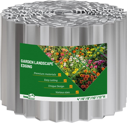 SnugNiture Corrugated Metal Garden Edging,6" x 50' Sturdy Lawn Edging Border,Landscape Edging Border for Lawn, Flower Bed,Garden and Yard
