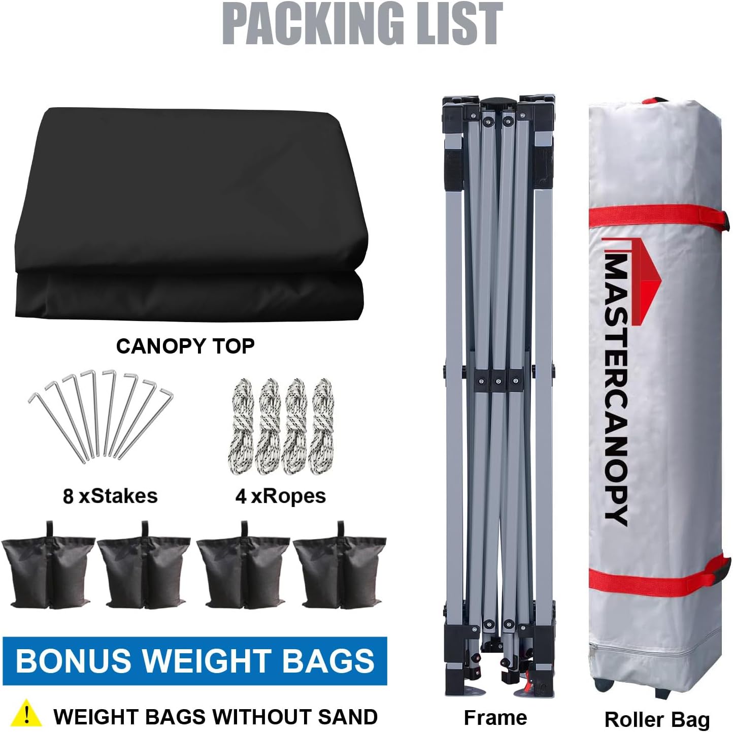 MASTERCANOPY Durable Pop-up Canopy Tent with Roller Bag (Black)