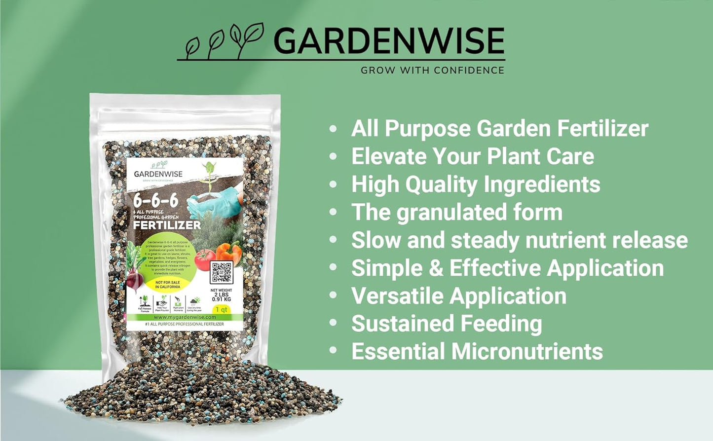 6-6-6 All-Purpose Professional Plant Food Fertilizer; Ideal for Winter Care & Spring Feeding, Perfect Balanced NPK for Indoor and Outdoor Plants (20 QUARTS)