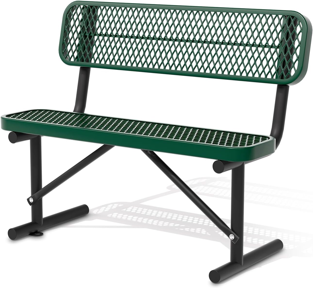 4FT Benches for Outside, Heavy-Duty Portable Outdoor Garden Bench with Back, Metal Park Bench, Commercial-Grade Seating,Industrial Bench Patio Bench Furniture for Beach Yard School Shopping Centers