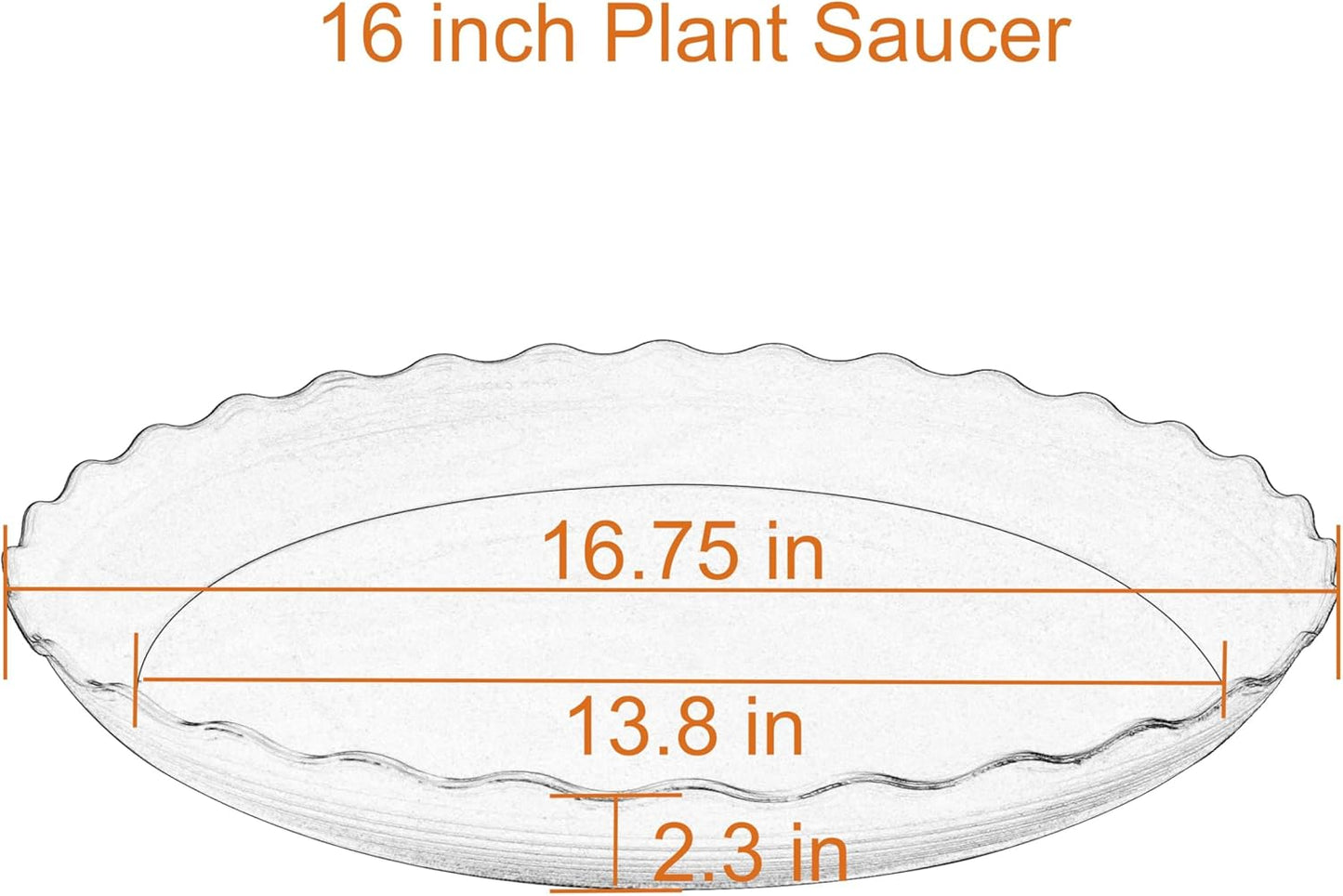 Large Plant Saucer 16 inch, 2 Pack Heavy Sturdy Plastic Plant Tray for Planter, Flower Saucers for Indoors, Flower Pots Saucers, Plant Drainage Tray Round (White)