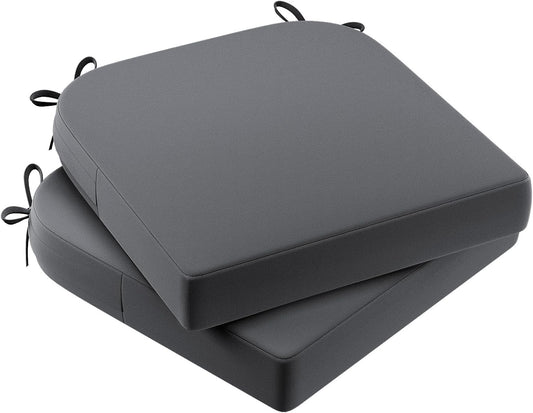 AAAAAcessories Outdoor Seat Cushions for Chairs, Waterproof, Fade-Resistant Patio Furniture Replacement Cushions, 17" x 16" x 2", Set of 2, Dark Gray