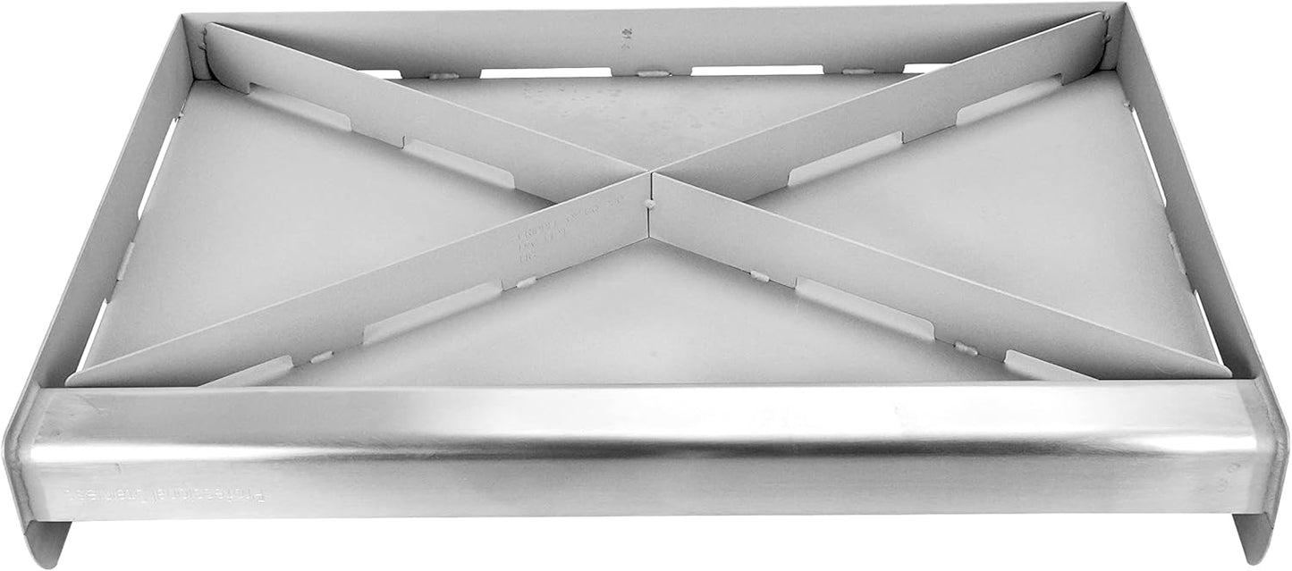 LITTLE GRIDDLE 100% Stainless Steel Griddle with Even Heat Cross Bracing and Removable Handles - For Grills, Camping, Tailgating, Silver, 25" x 16" x 6.5"