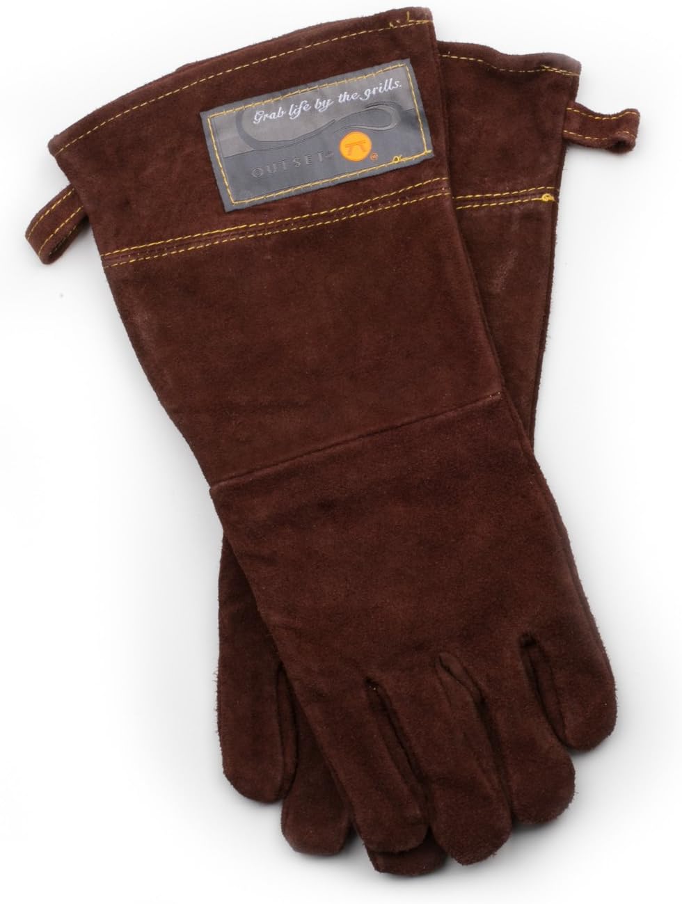 Outset Leather Grill Gloves, Set of 2 Brown Leather BBQ Gloves