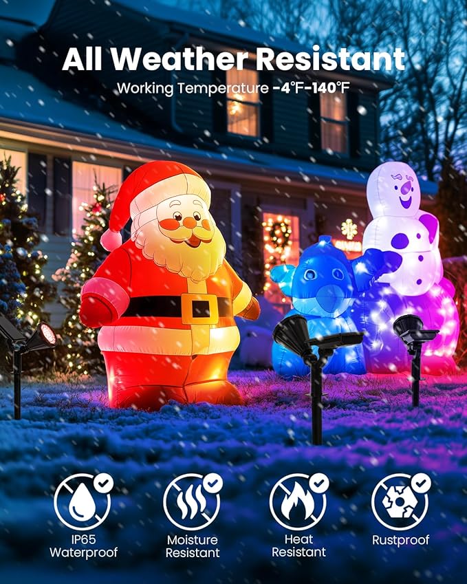 Color Changing Solar Spot Lights Outdoor Halloween Lights Multicolor, IP65 Waterproof Christmas Decorations Landscape Spotlights for Tree, House, Yard, Garden-2 Pack