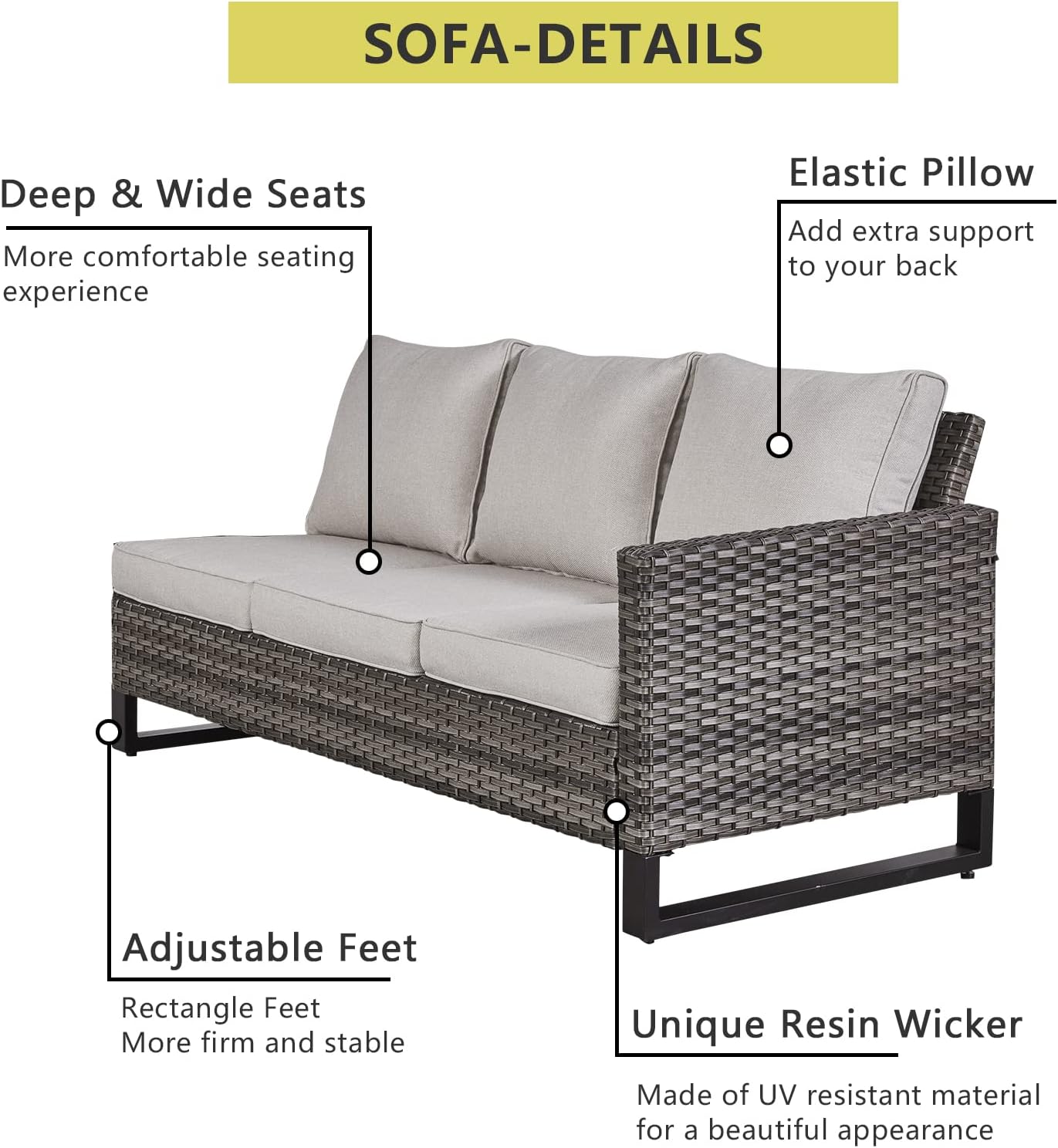 HUMMUH 9 Piece Patio Furniture PE Wicker 6-Seater Outdoor Sectional Sofa Patio Swivel Chairs,Outdoor Chairs with Ottomans Side Table for Porch,Garden,Backyard,Deck