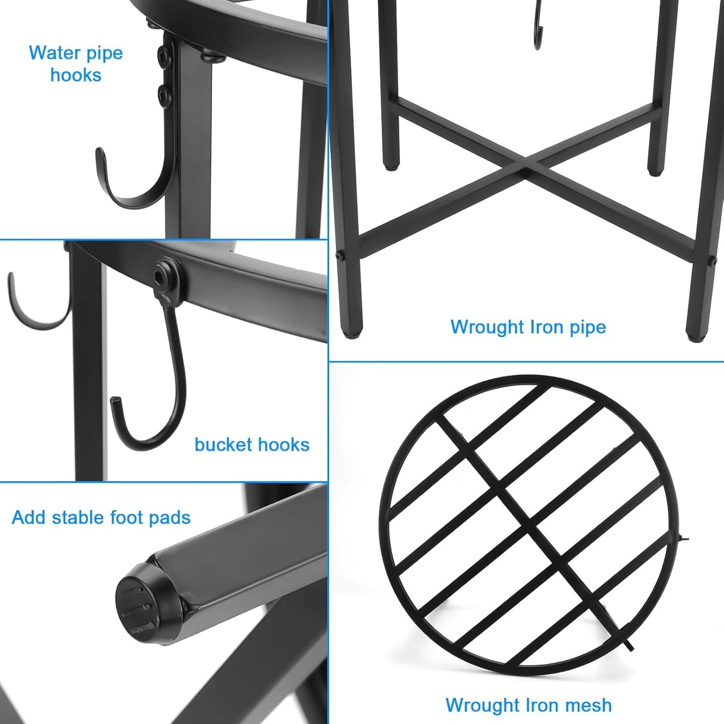 Z8 Rain Barrel Stand with Bucket & Hose Hooks Heavy Duty Water Collection Base Suitable for 45/50/55 Gallon Outdoor Rain Barrel