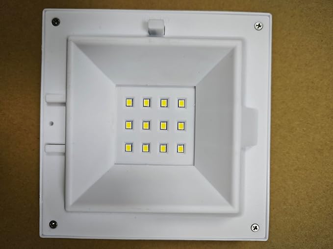 4 Pack White Solar Powered Gutter Lights Outdoor Decorative Waterproof 12 LEDs Yard Lamp for Lighting Fence, Railing, Outside Wall, Deck, Garden, Path, Backyard, Walkway, Patio, Holeless Installation