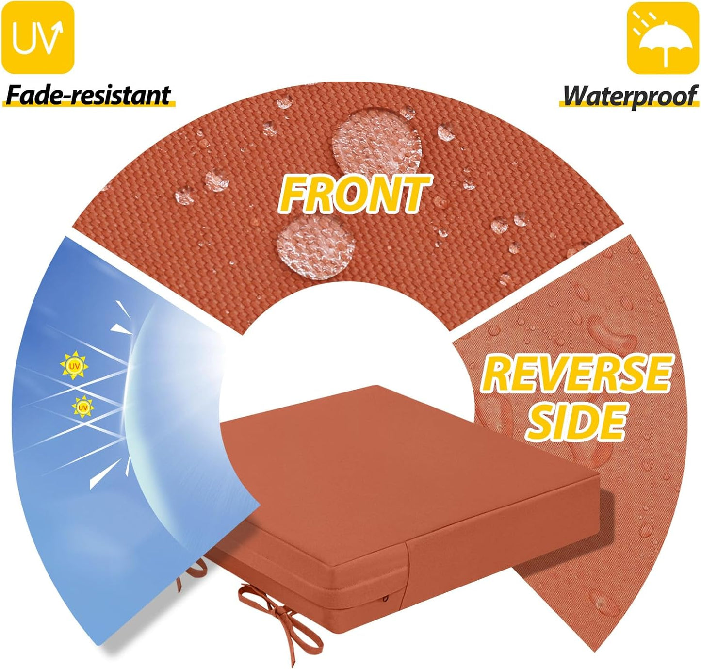 AAAAAcessories Outdoor Seat Cushions for Chairs, Waterproof, Fade-Resistant Patio Furniture Replacement Cushions, 20" x 20" x 3", Set of 2, Rust