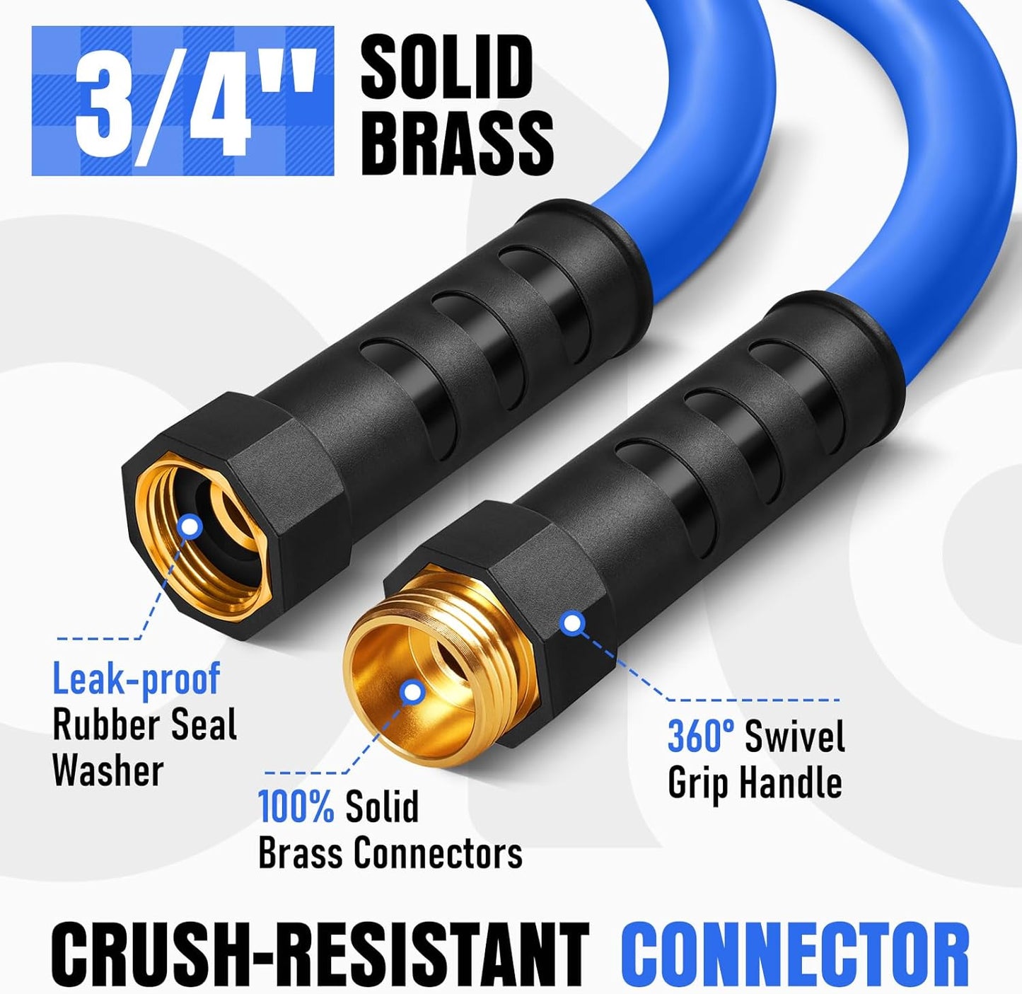 Heavy Duty Garden Hose 10 ft, Non-Expanding Flexible Water Hose, Kink Resistant Lightweight Hybrid Hose, Leakproof Hose Male to Female Fittings