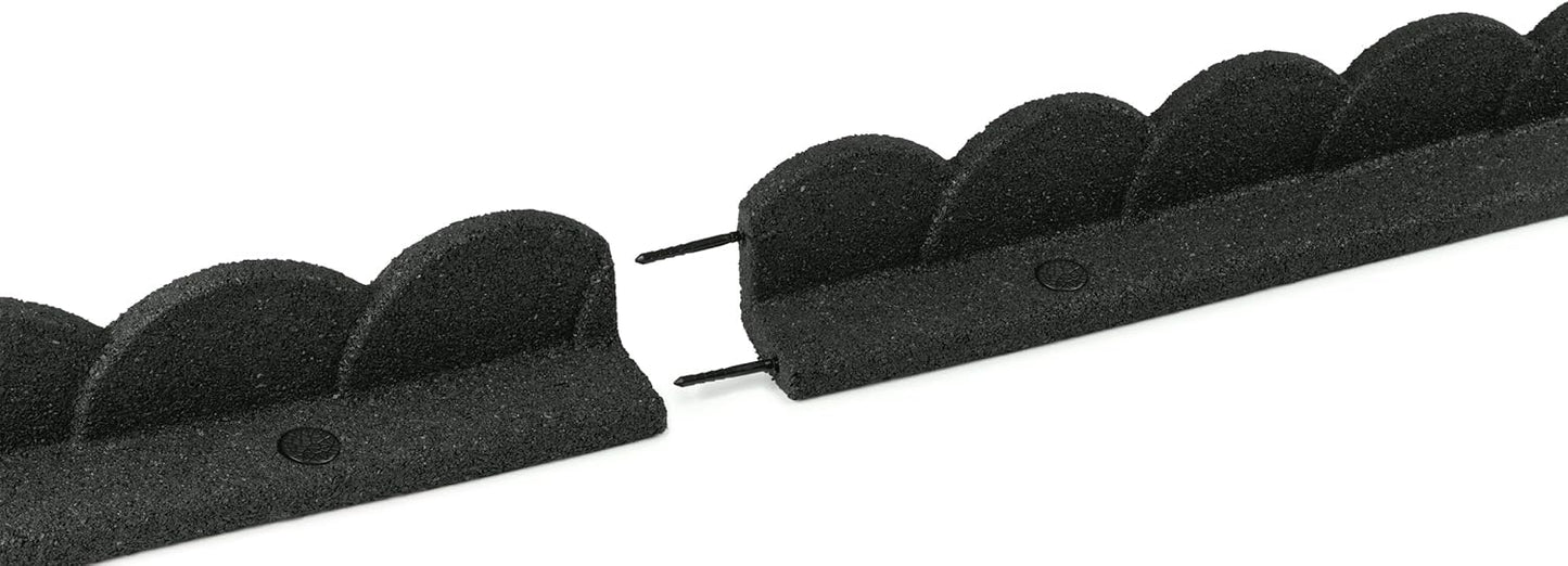 Playsafer L Shaped Flexible Rubber Scalloped Edger for Lawns Landscaping and Playground | Easy No Dig Installation| 4' Long (6, Dark Gray)