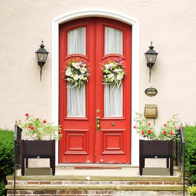 Emalie Raised Garden Beds Elevated Plastic Planter Box with Drainage Plugs Perfect for Vegetables Flowers Herbs Growing Outdoor, 63.0" Lx15.7 Wx16.5 H Brown