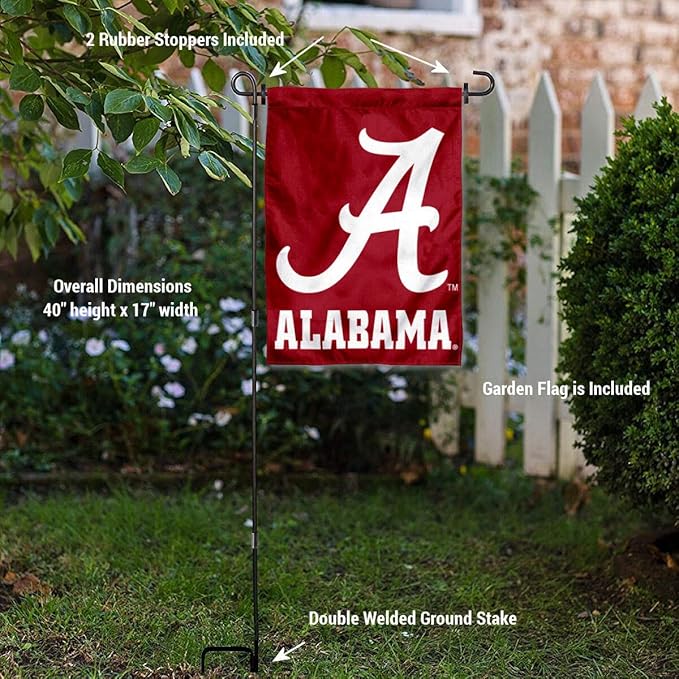 College Flags & Banners Co. Alabama Crimson Tide Script A Garden Flag with Stand Holder