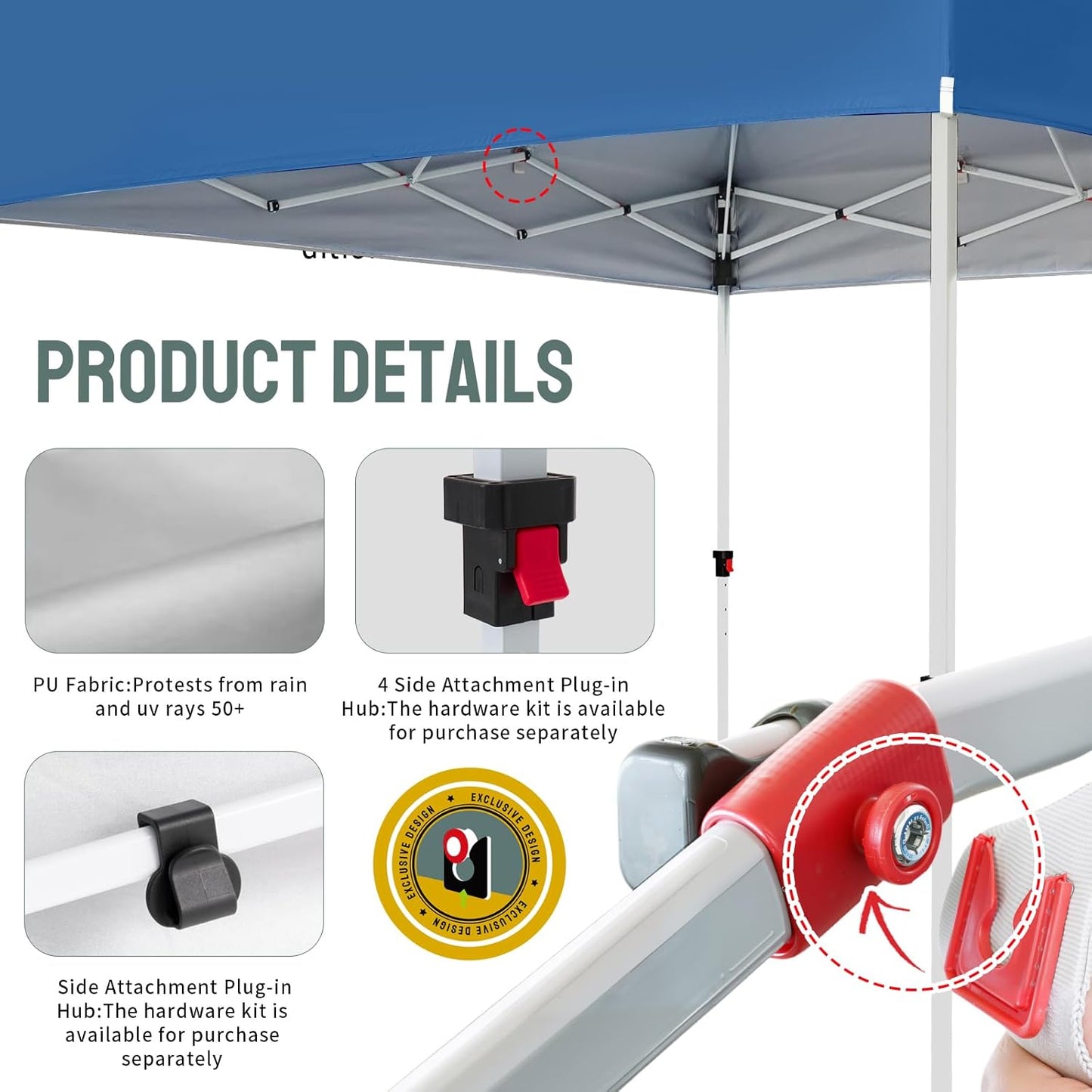 CROWN SHADES Pop Up Canopy Tent, 8x8 Commercial Canopy Tent with 4" Wheels, 4 Upgraded Weights, Patented Centerlock, 400D Strength Oxford Fabric, Sto'N Go Bag, Blue