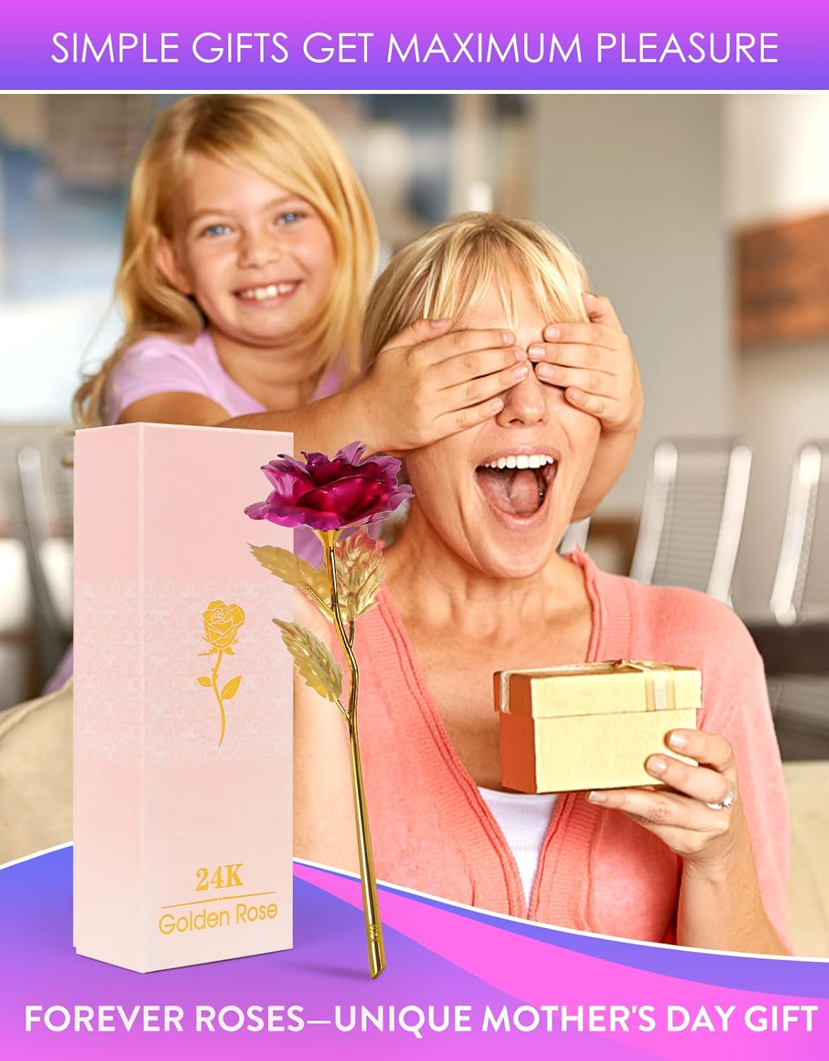 Mothers Day Mom Gifts for Women Birthday Gifts for Women Galaxy Rose Glass Flowers Forever Eternal Roses Artificial Flowers Gifts for Grandma Wife Daughter