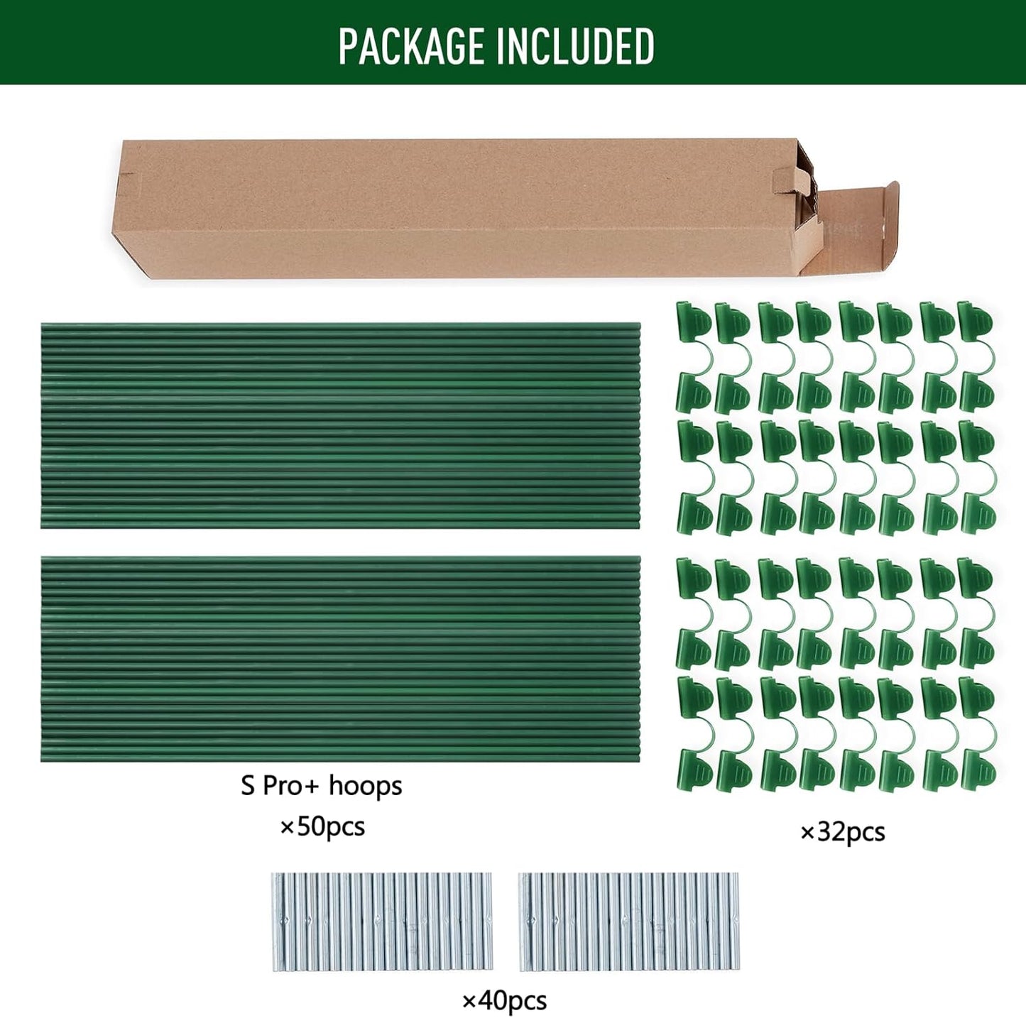 MAXPACE Greenhouse Hoops for DIY Grow Tunnels Less Than 2.7ft Wide, Rust-Free Fiberglass Support Hoops Frame for Garden Fabric, Plant Support Garden Stakes, Gardening Supplies, 50pcs