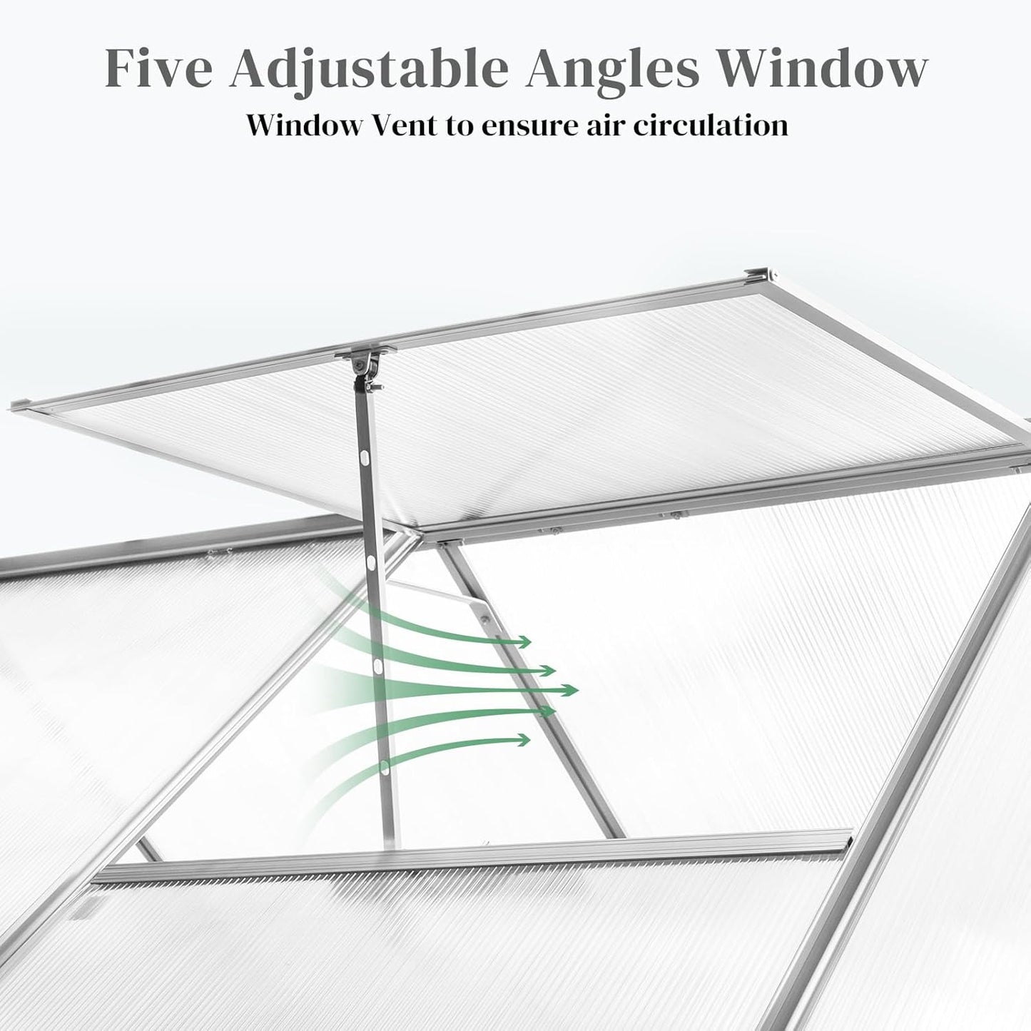 Greenhouse for Outdoors, 6x8 FT Heavy Duty Polycarbonate Greenhouse with 5 Roof Vents, Aluminum Large Walk-in Greenhouse for Outside Garden Backyard, Easy Setup, Silver