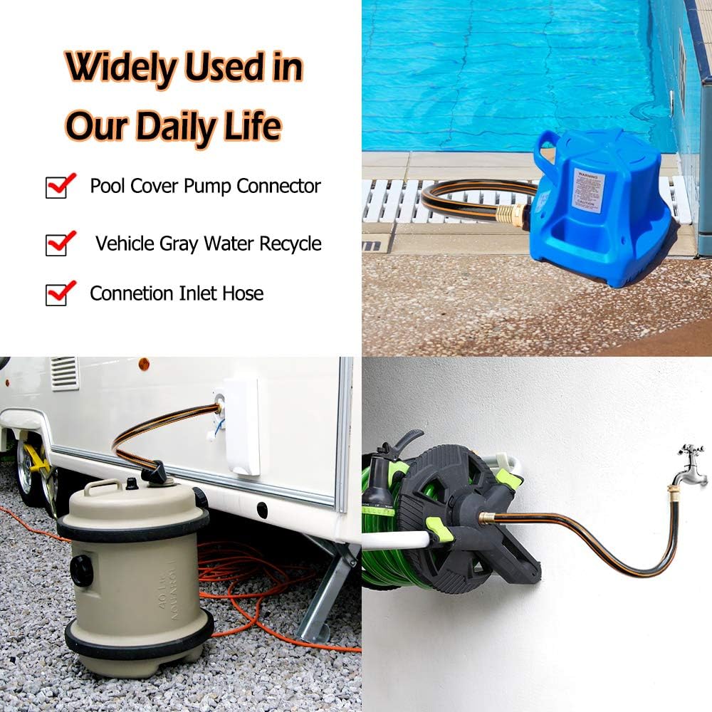 Solution4Patio Leader Short Garden Hose 5/8 in. x 10 ft. -Kink Free, No Leaking, Male/Female Fittings -Heavy Duty Durable Flexible Lightweight Water Pipe -Brass Aluminum Ends for Household & Yard Use