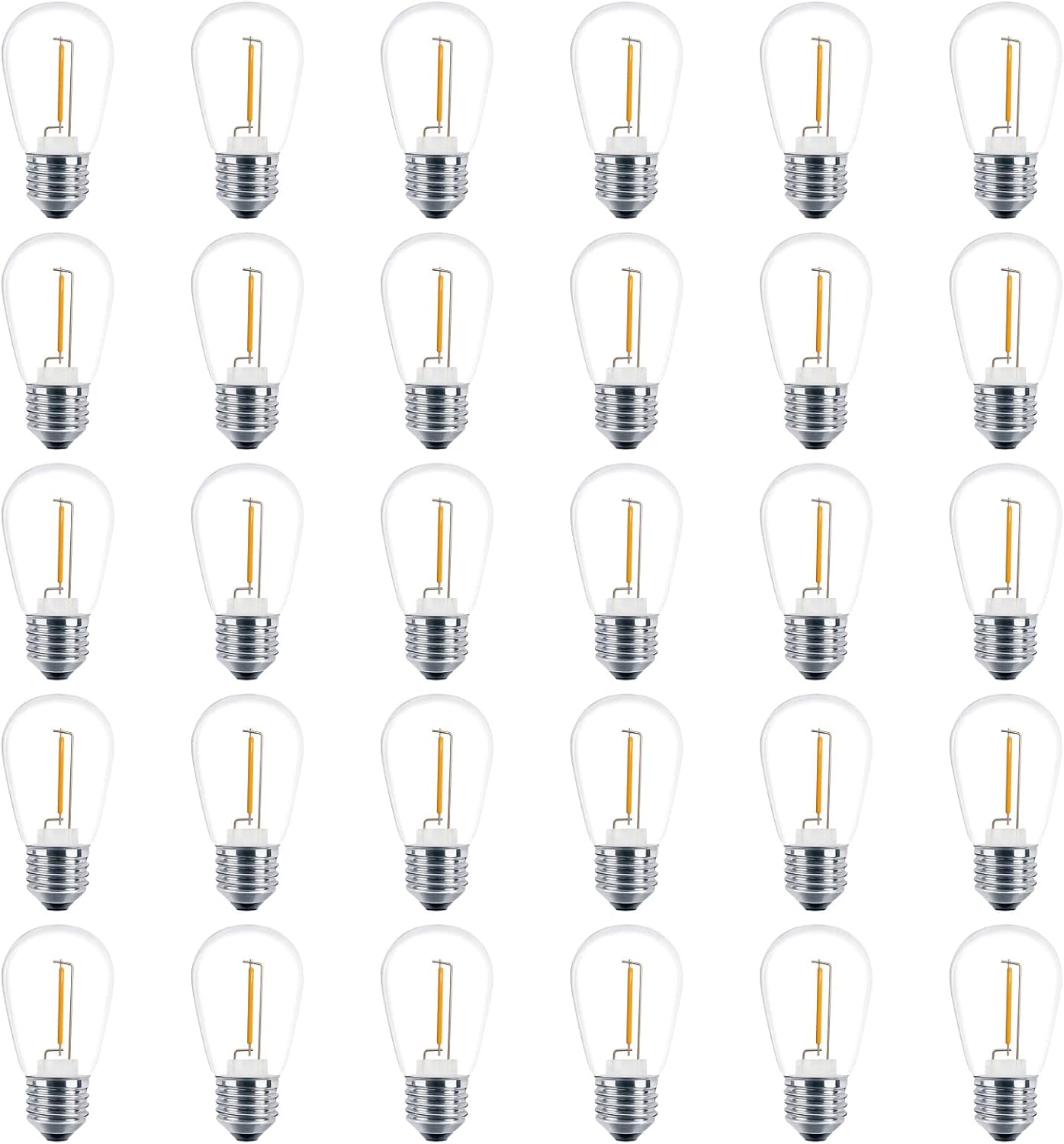 Meconard 30 Pack S14 Edison String Light Bulbs, 1 Watt Replacement Bulbs for Outdoor String Lights, Low Wattage Shatterproof LED Filament Patio Bulbs, E26 Medium Base, 2200K Warm White, Non-Dimmable