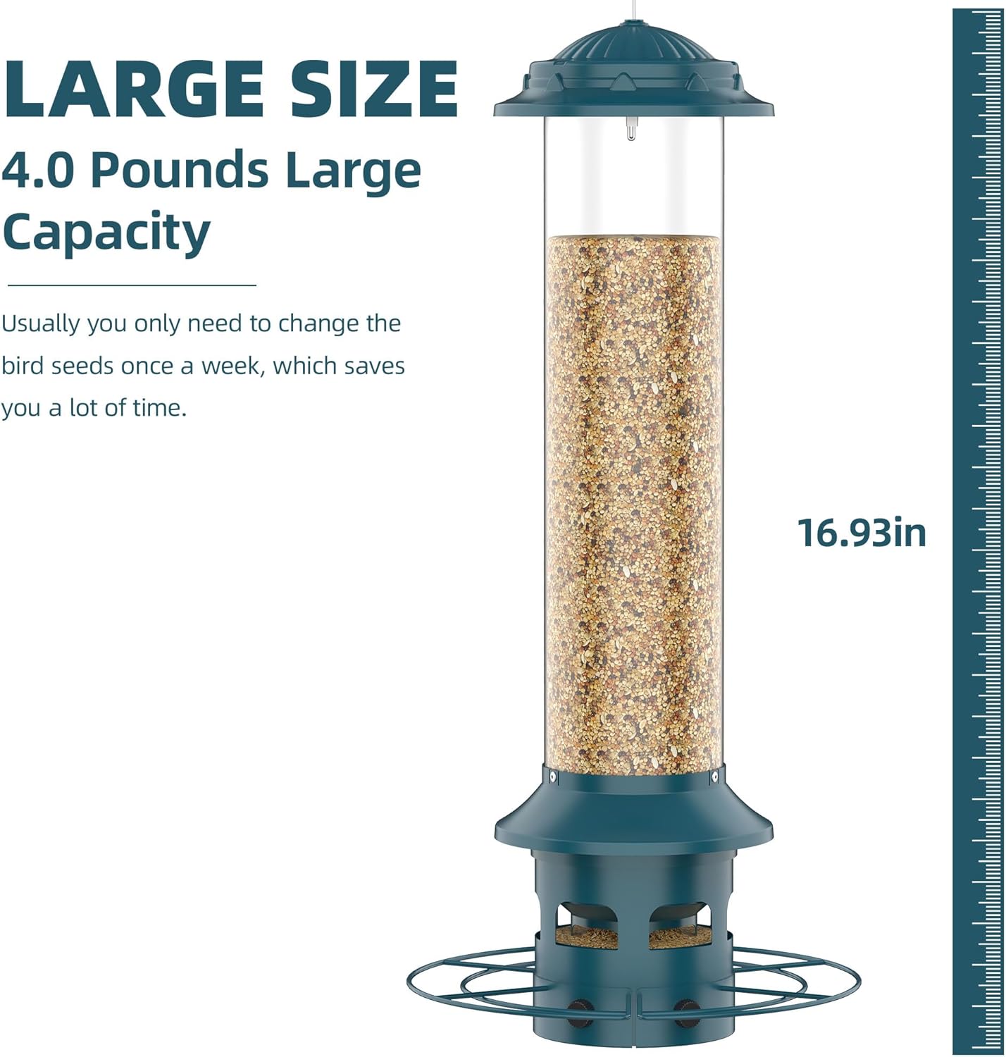 Bird Feeder,Metal Squirrel Proof Bird Feeders for Outdoors Hanging 4.0 LB Capacity,Easily Beat Squirrels,Attracting Finch,Cardinal,Chickadee