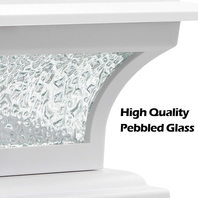 SIEDiNLAR Solar Post Cap Lights Outdoor Glass LED Fence Deck Light 2 Modes for 4x4 5x5 6x6 Vinyl Wooden Posts Patio Garden Decoration Warm White/Cool White Lighting White (6 Pack)