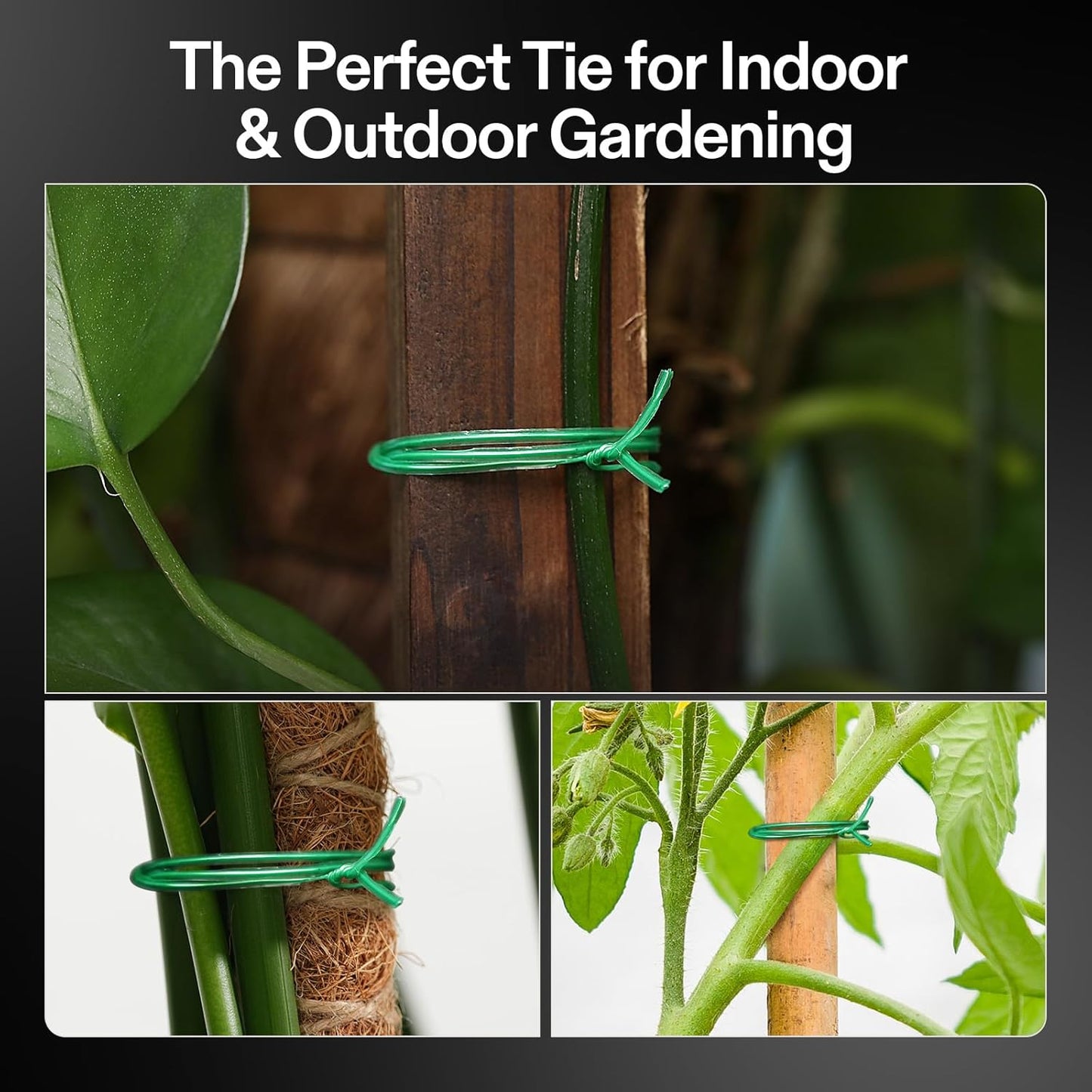 VIVOSUN Twist Ties, 328 ft (100m) PE-Coated Green Plant Ties with Cutter, Reusable & Flexible Tomate Ties for Plant Support, Indoor Outdoor Gardening, Cable Management, Home Office Organization