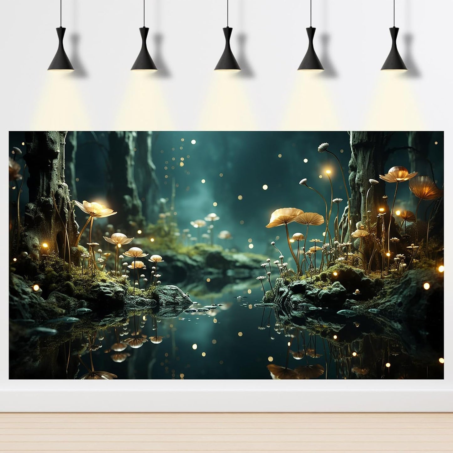 Fantasy Aquarium Background Rock Flowers Tranquil Water Scene Terrarium Backdrop Fantasy Lights Fish Tank Background Reptile Habitat Backdrop Aquarium Poster Wallpaper Decor Vinyl 36x20in
