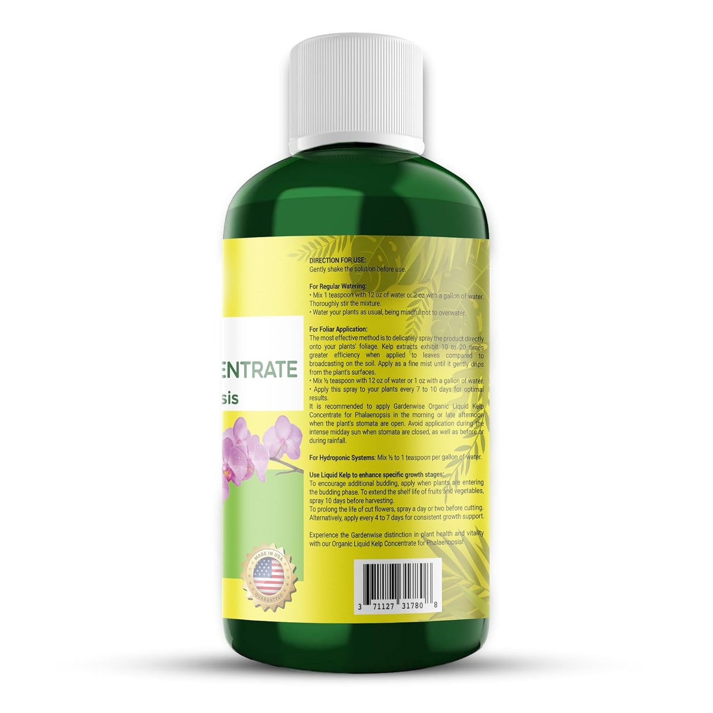 Organic Premium Kelp Seaweed Concentrate: Fertilizer for Phalaenopsis Orchids – Liquid Plant Fertilizer – Orchid Bloom Booster – Seaweed Extract for Plants (32 OZ)