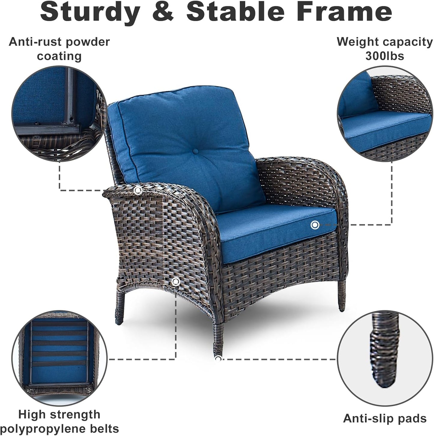 HUMMUH 8-Piece Outdoor Patio Furniture PE Wicker Patio Conversation Set,High Back Patio Couch with Ottomans Outdoor Chairs for Backyard,Porch,Deck