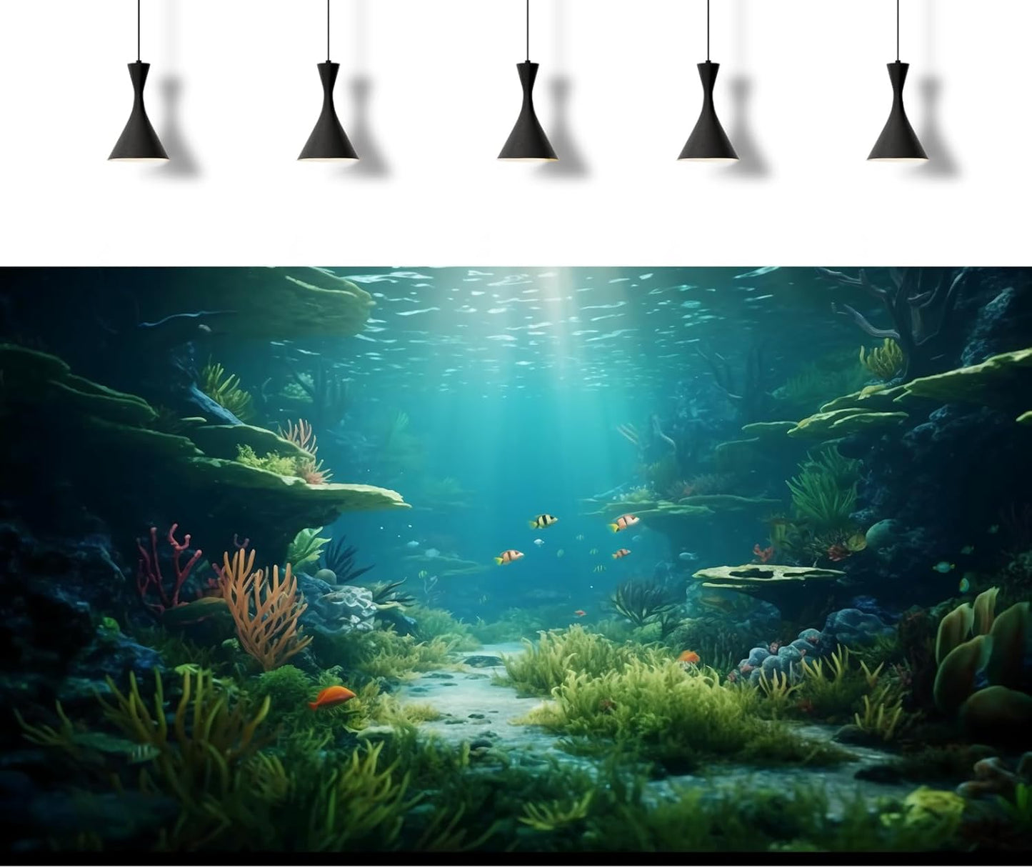 Ocean Floor Fish Tank Background Under The Sea Coral Reef Aquarium Background Underwater Aquatic Plants Corals Rock Cave Terrarium Backgrounds Tropical Fish Ocean Aquarium Backgrounds Decors 24x12in