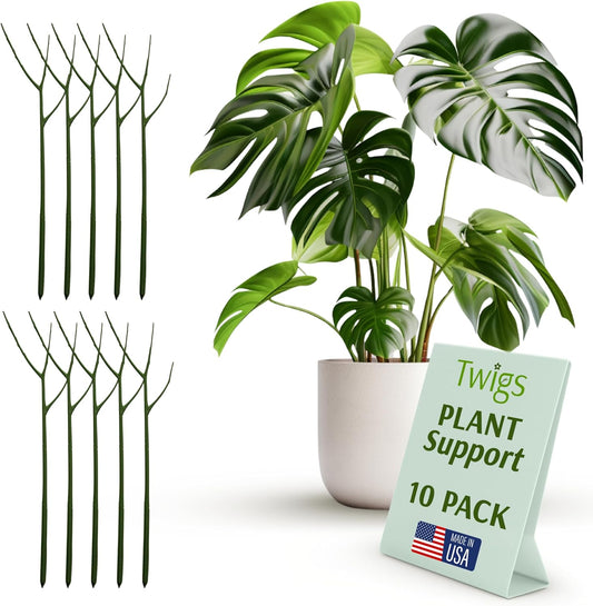 Plant Support Stakes, Stem Holder Structures for Indoor & Outdoor Use, Garden Accessories for Climbing & Potted Plants, Trellis Alternative - Monstera (Dark Green), 10 Pack, 22" L, Original