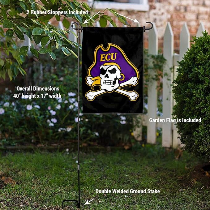 College Flags & Banners Co. East Carolina Pirates Garden Flag with Pole Stand Holder