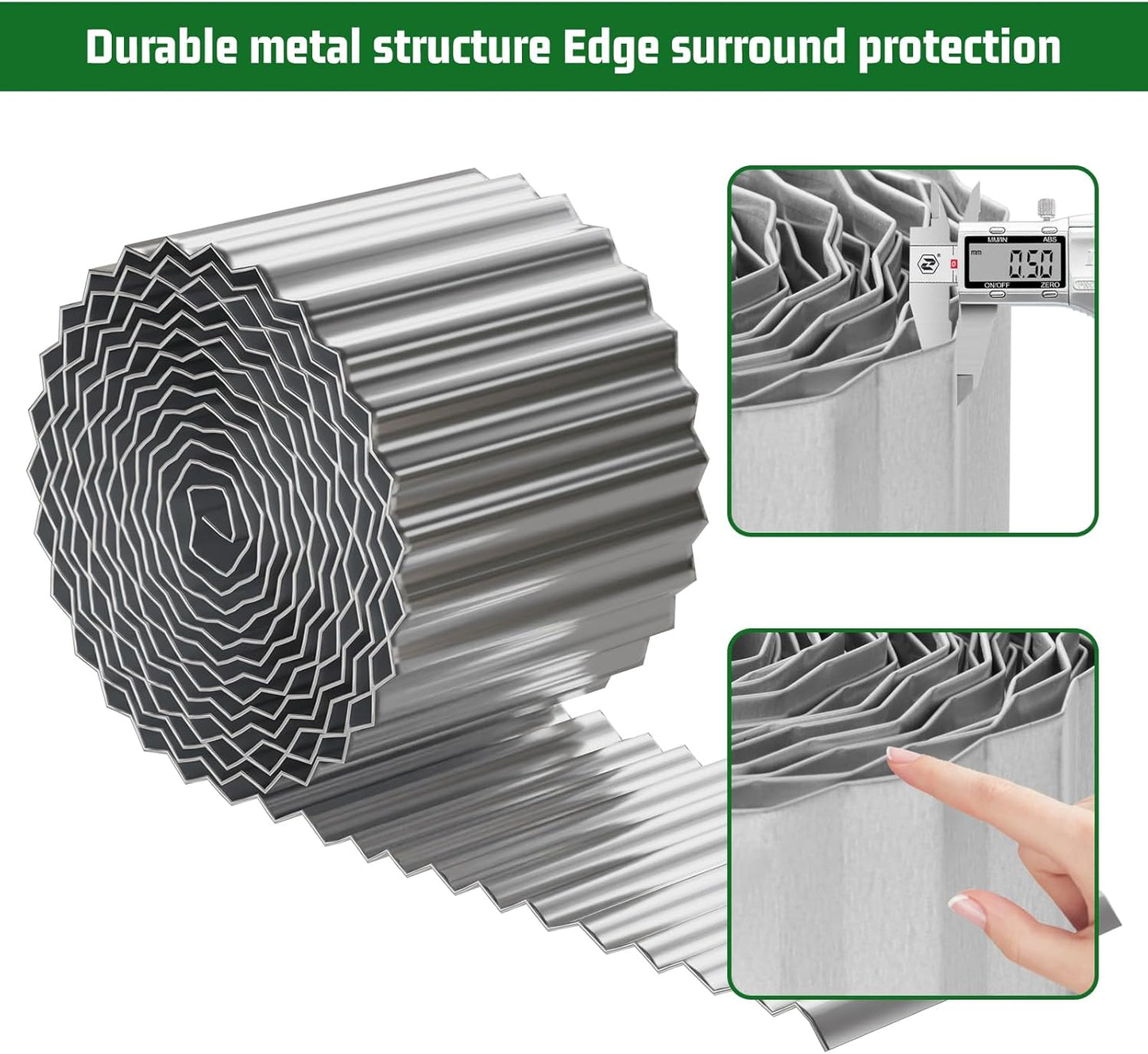 SnugNiture Corrugated Metal Garden Edging,6" x 20' Sturdy Lawn Edging Border,Landscape Edging Border for Lawn, Flower Bed,Garden and Yard