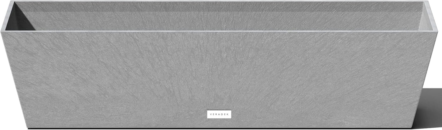 Veradek Pure Series Window Box Planter - Long Rectangular Planter for Indoor or Outdoor Windowsill/Balcony | Durable All-Weather Use with Drainage Holes | Modern Decor for Herbs, Small Plants, Flowers